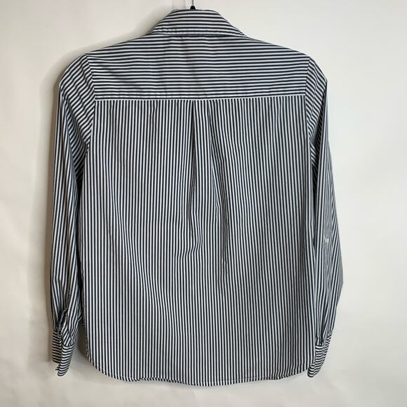 Marc New York Black White Stripe Embroidered Floral Button Up Sz Small - Picture 6 of 9